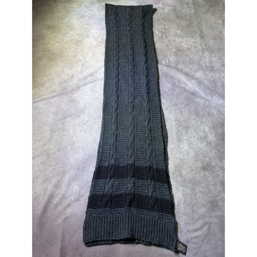 Banana Republic Charcoal Gray Cable Knit Scarf Cotton Wool Blend Striped Mens